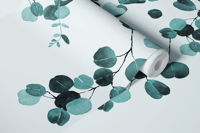 Botanical Wall in Tealwallpaper roll