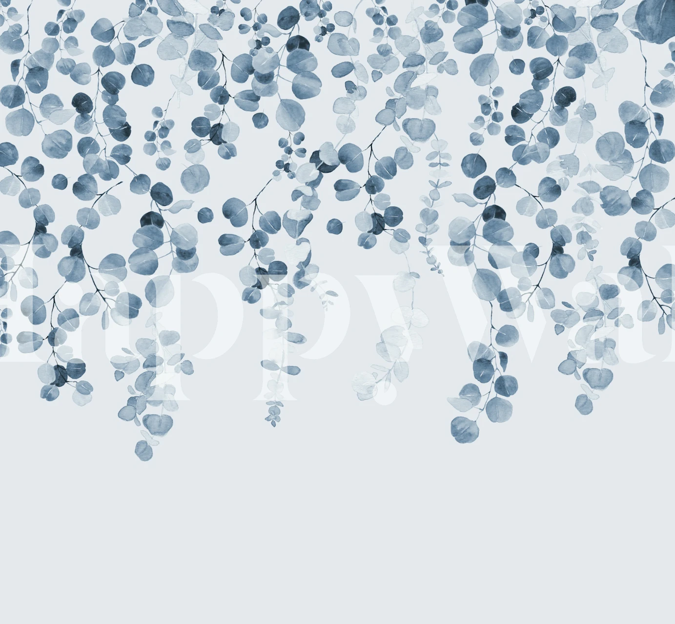 Elegantna plava botanička zidna slika s mirnim prirodnim uzorcima