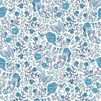 Romantic Blue Unicorn in a whimsy garden tapete