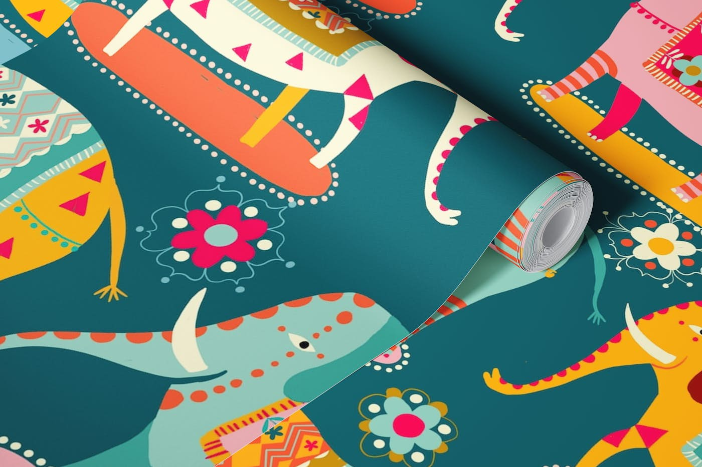 happy elephant parade wallpaper roll