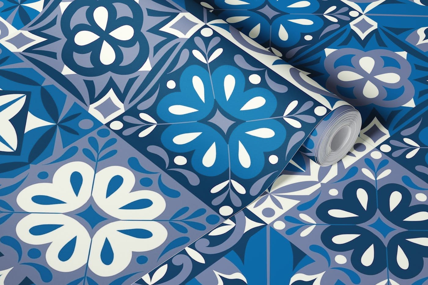 Portuguese Azulejo Tile Blue White wallpaper roll