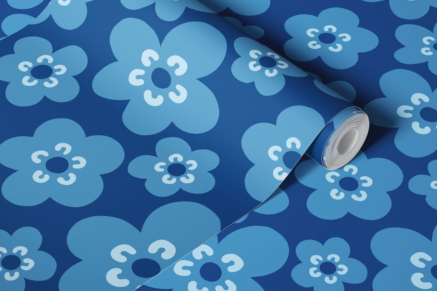 Mimi Scandi Flowers - Blue 3 wallpaper roll