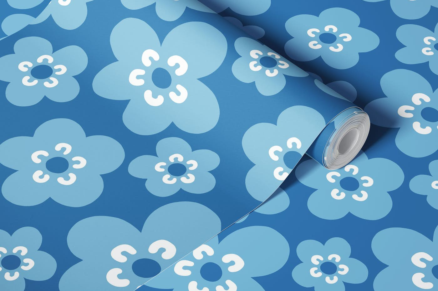 Mimi Scandi Flowers - Blue 2 wallpaper roll