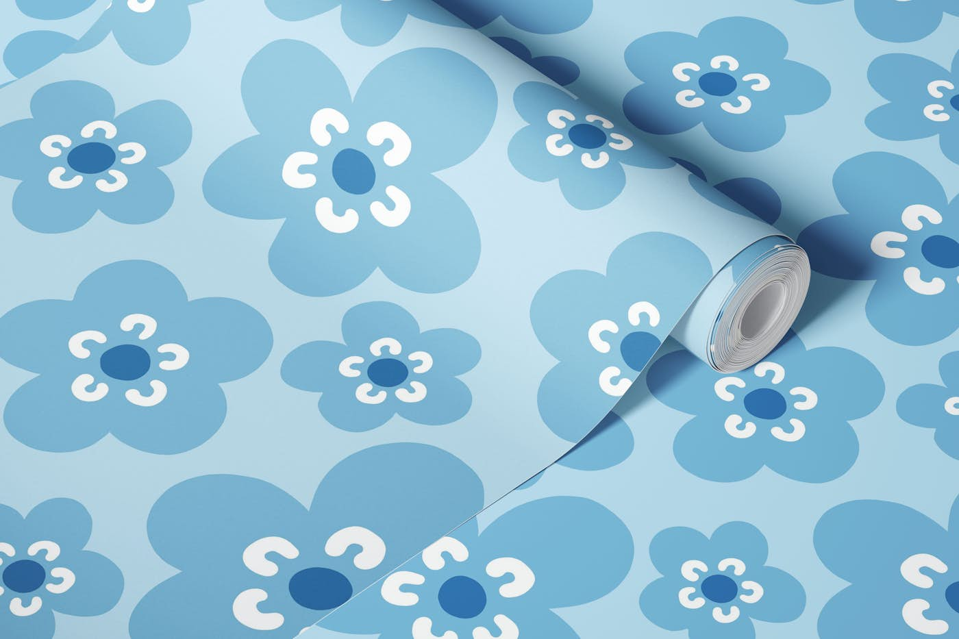 Mimi Scandi Flowers - Blue 1 wallpaper roll