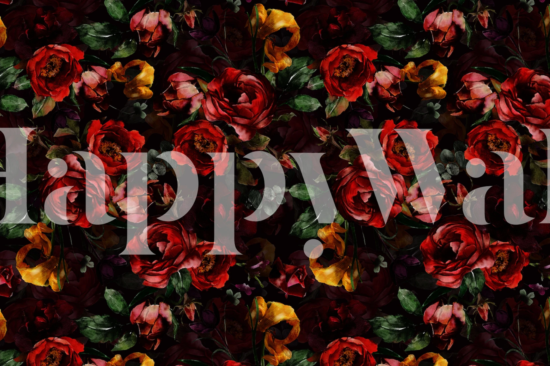 Tapeta Baroque Lush Midnight Roses u sobi