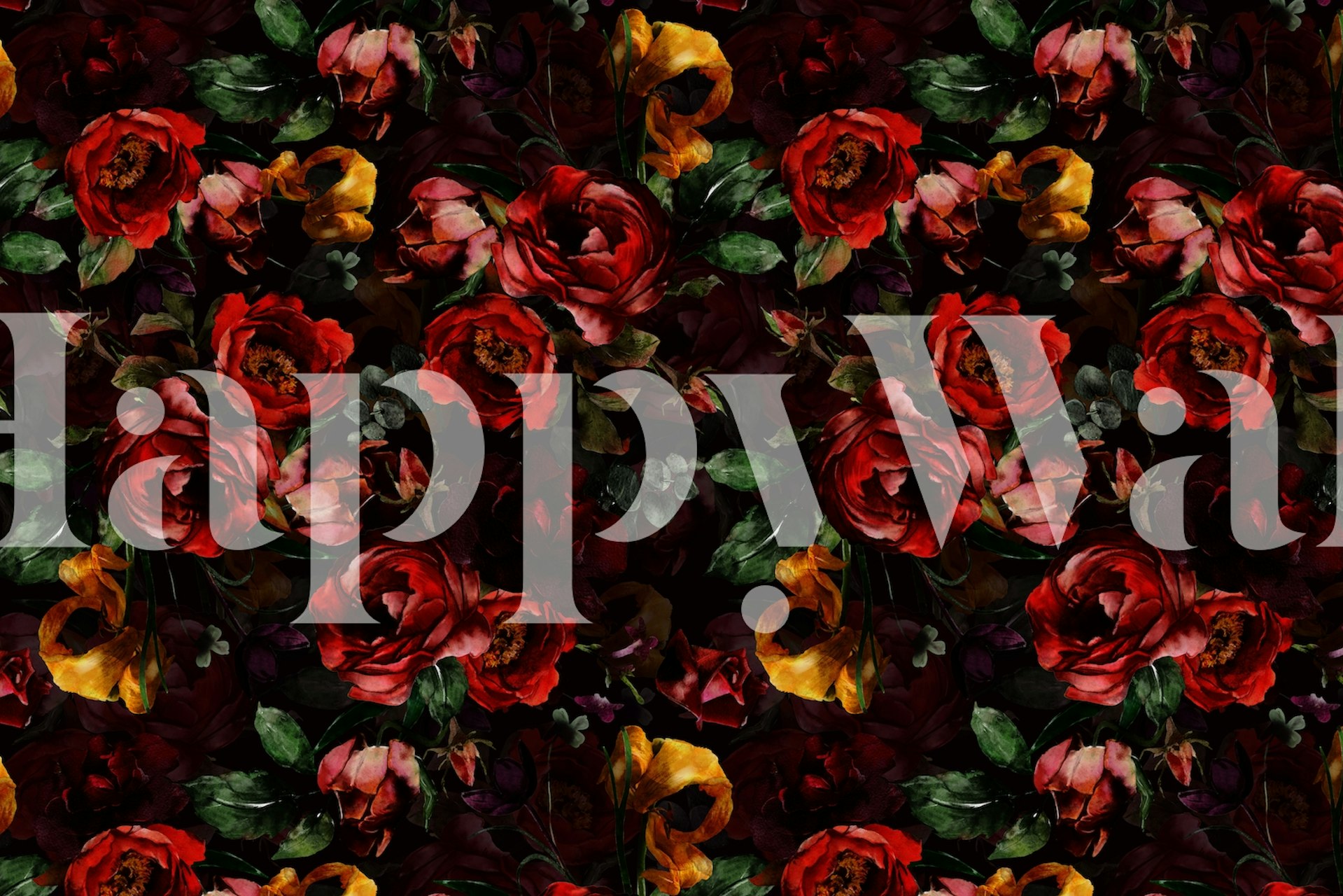 Baroque Lush Midnight Roses wallpaper in a room