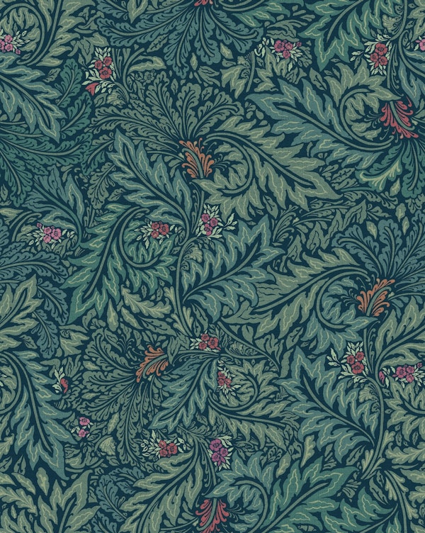 Morris Tribute floral larkspur foliage
