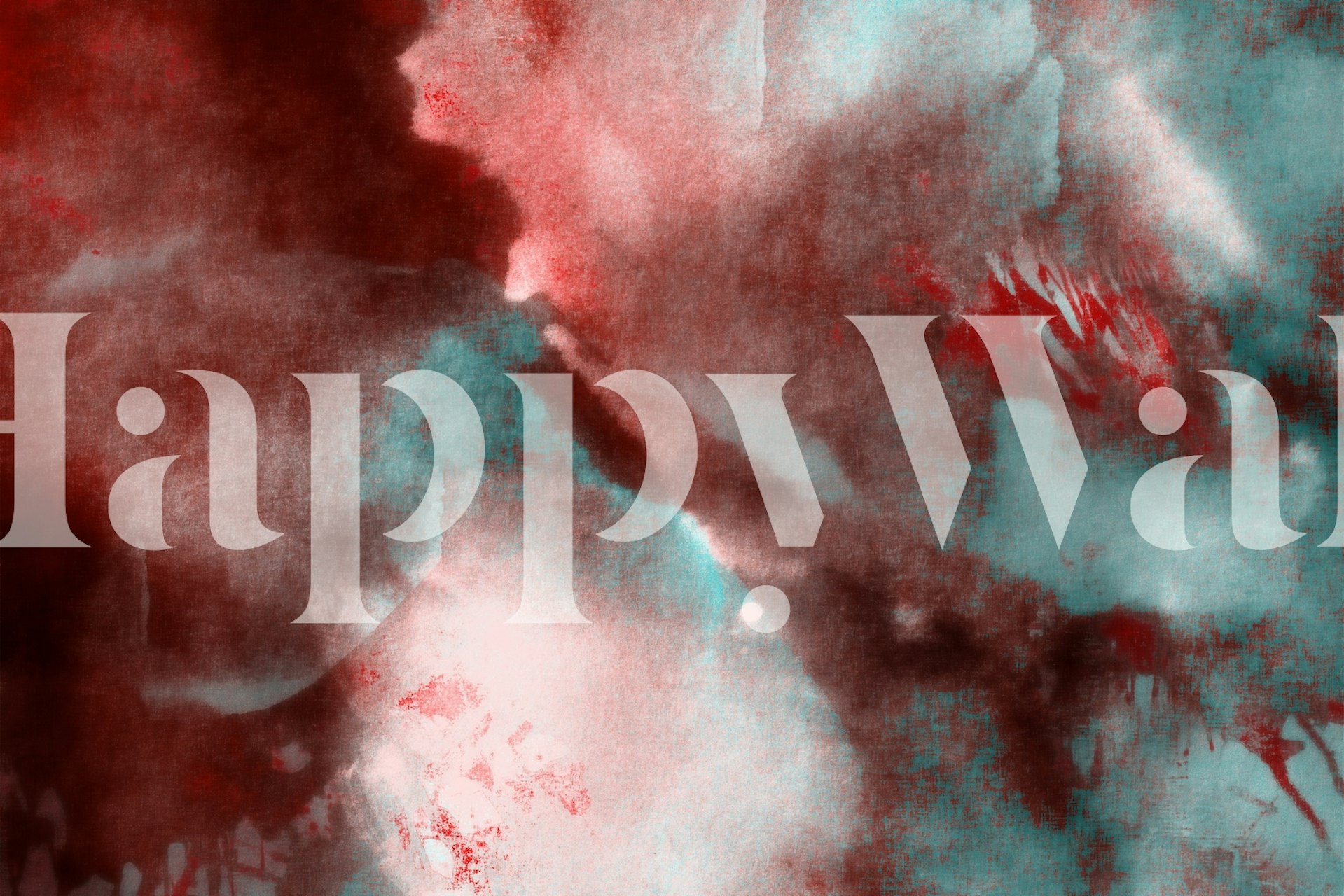 Red and teal abstract pattern with flower motifs wallpaper