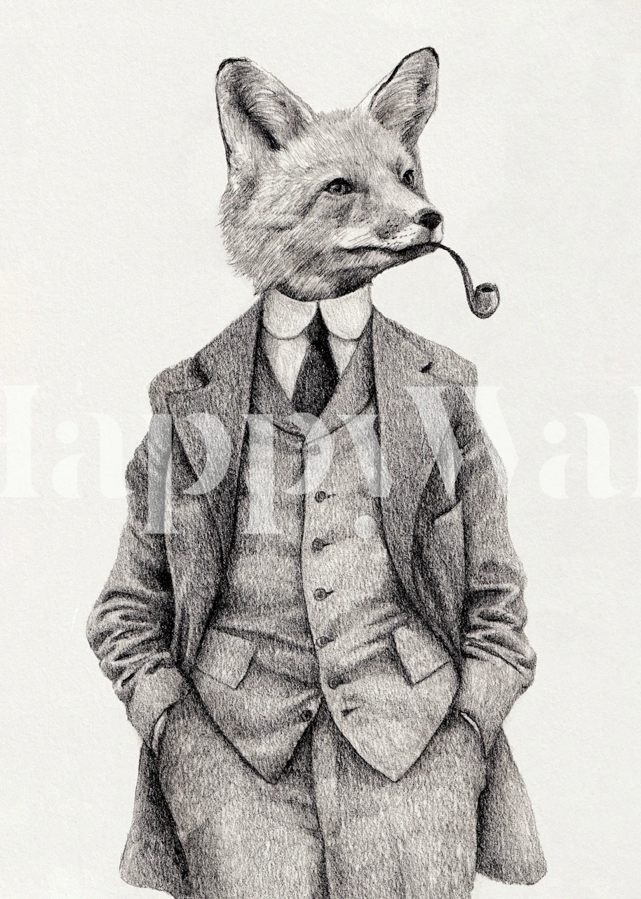 Fox illustration tapet i et rum