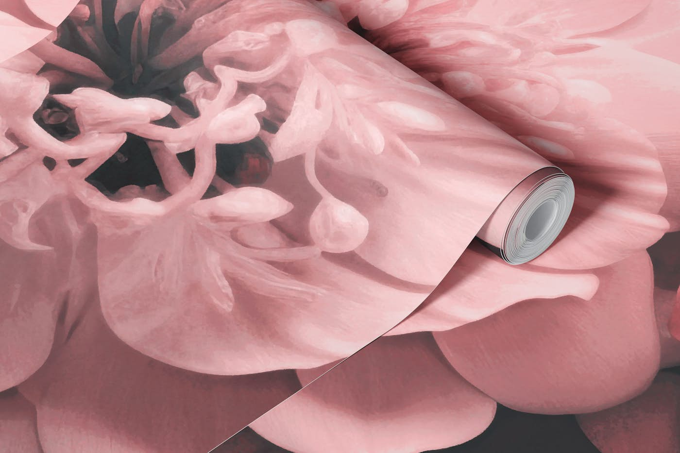 Opulent Baroque Flowers Romantic Pastel Pink wallpaper roll