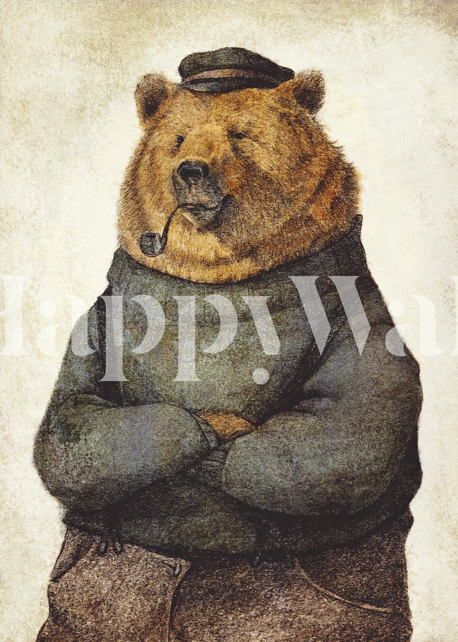 Illustration av en björn klädd som en omtänksam sjöman med en pipa