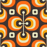 Abstract retro pattern, orange brown / 0750 ταπετσαρία