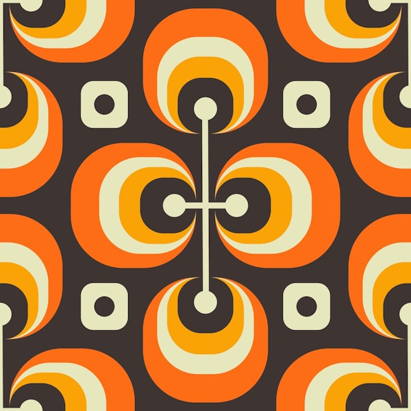 Abstract retro pattern, orange brown / 0750