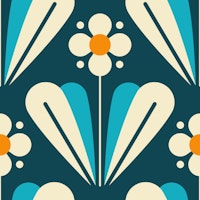 Scandi daisies pattern, blue / 2170 papel pintado