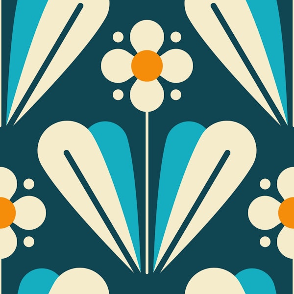 Scandi daisies pattern, blue / 2170