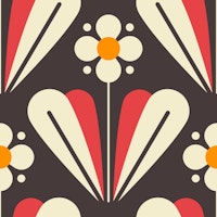 Scandi daisies pattern, red / 2170 B tapete