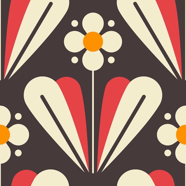 Scandi daisies pattern, red / 2170 B
