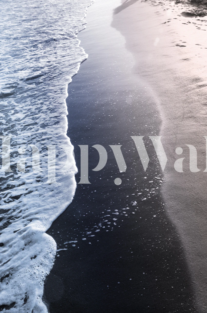 Ocean waves meeting sandy shore wallpaper