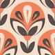Retro flowers pattern, terracotta (2175 B)