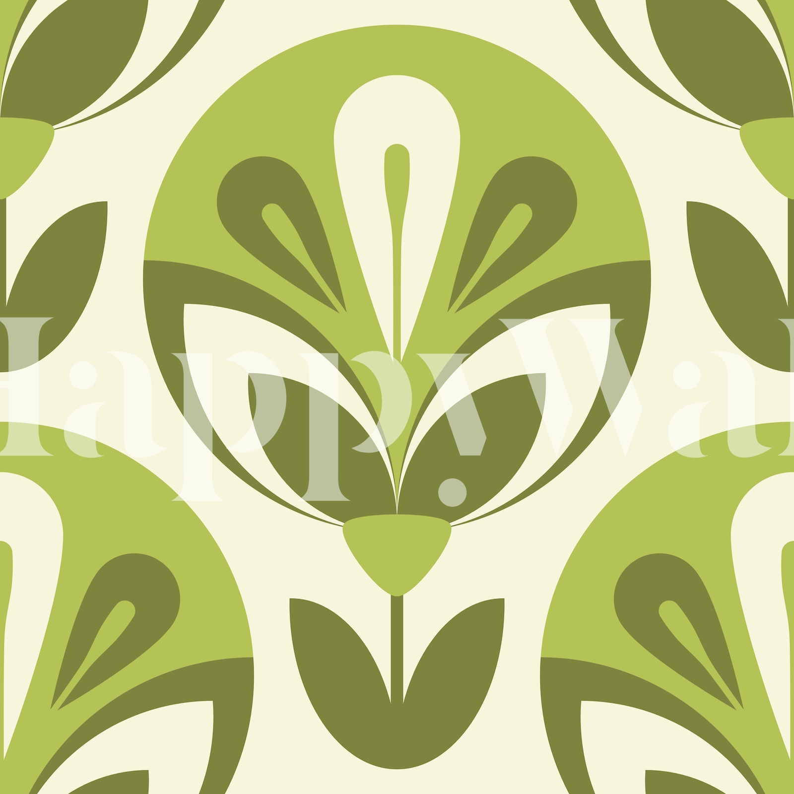 Retro Flowers Pattern Green 2175-D Wallpaper - Buy Online | Happywall