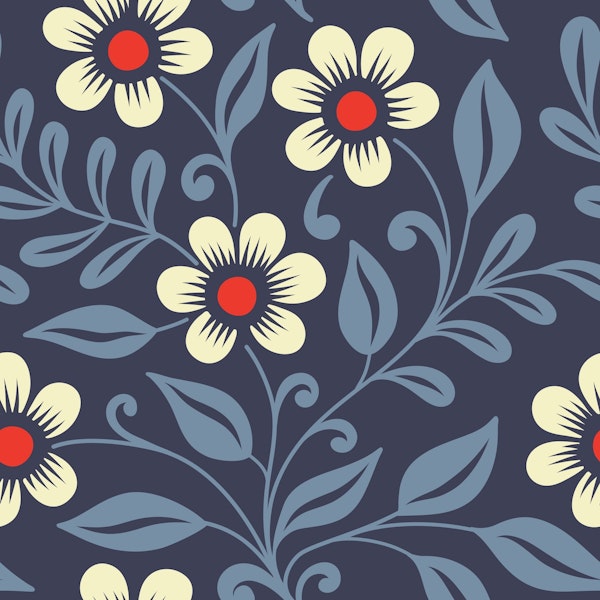 Hand drawn wildflowers, blue grey (2209)