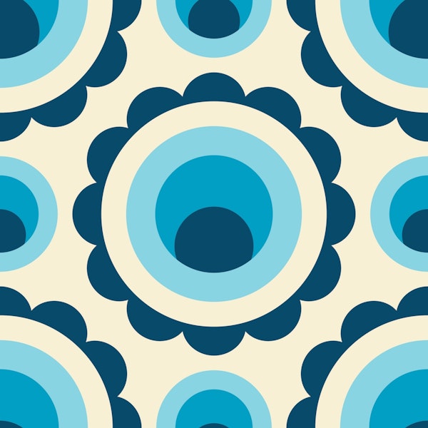 Abstract blue circles retro pattern (2265)