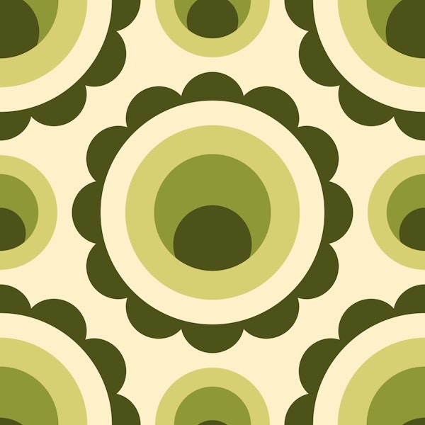 Abstract green circles retro pattern (2267)