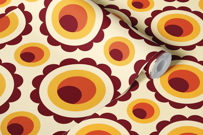 Abstract orange circles retro pattern (2268)wallpaper roll