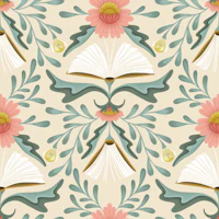 Books disguised as flowers wallpaper
