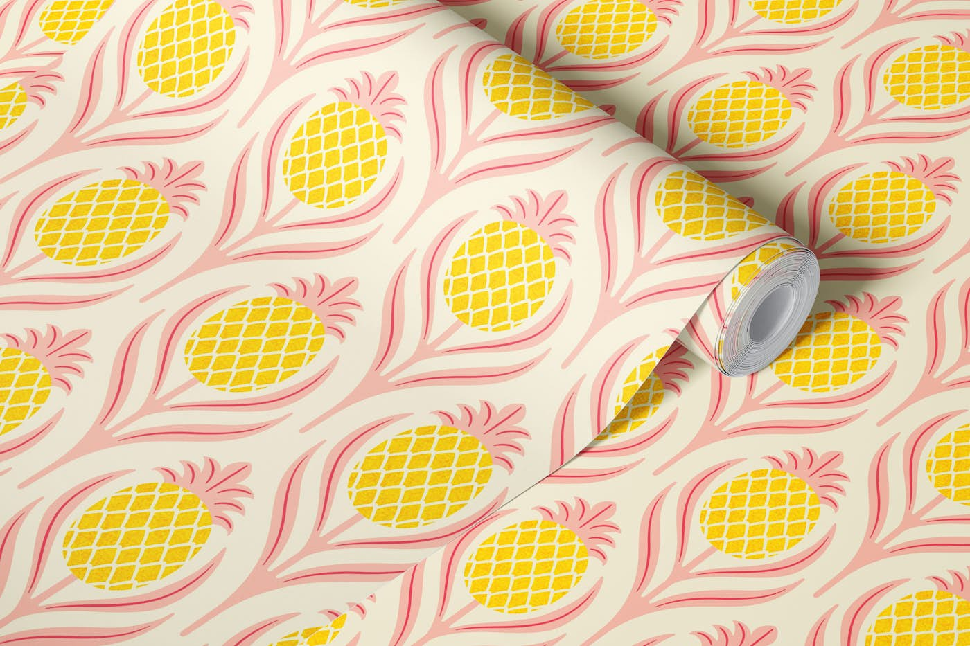 tropical art deco pineapples wallpaper roll