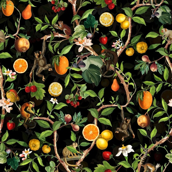 Monkeys Midnight Chinoiserie Jungle