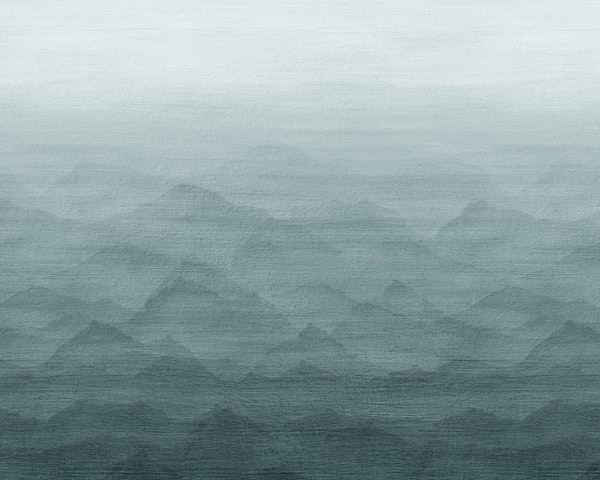 Watercolor mountains teal gray