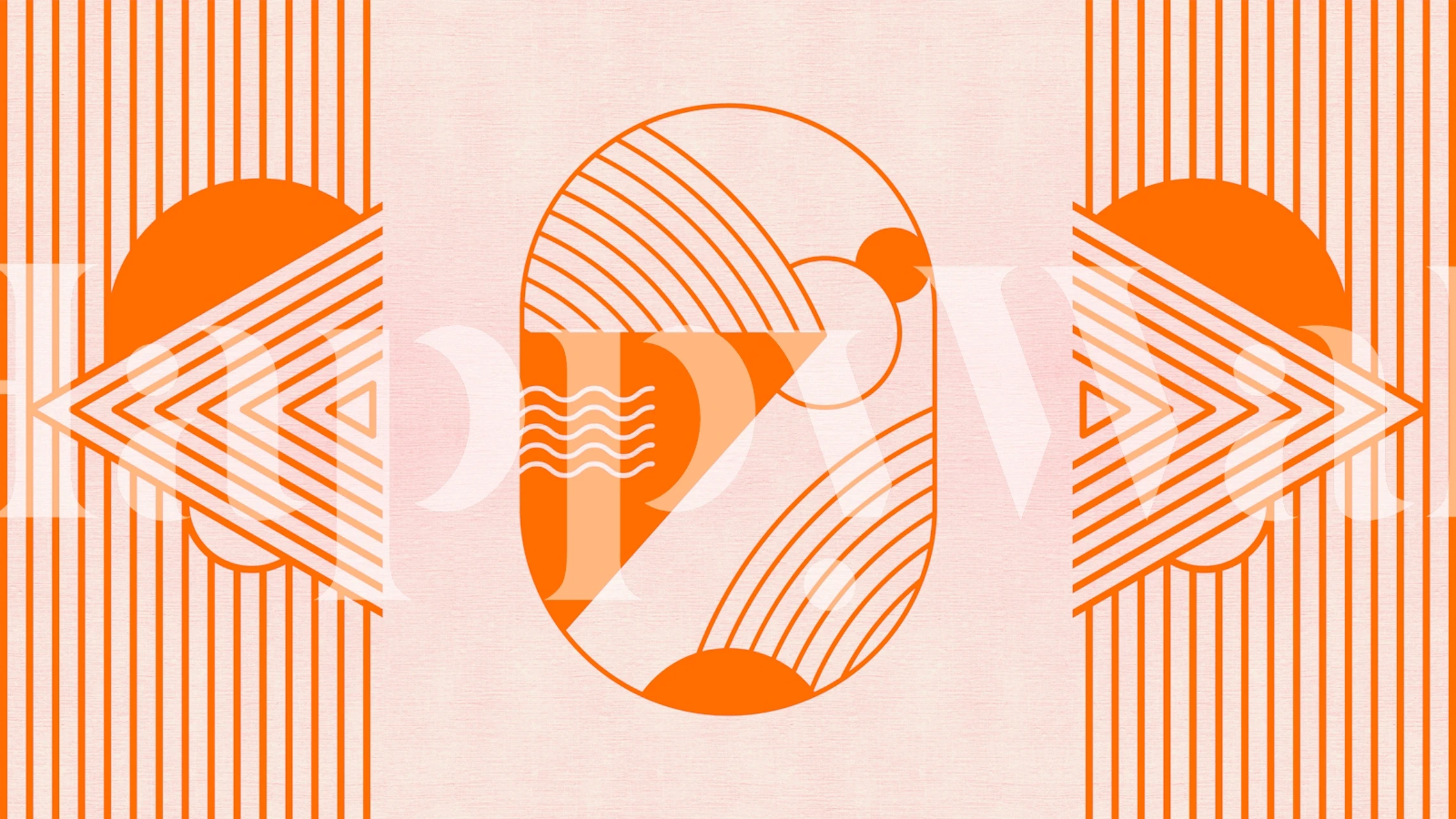 60s Cosmic Dream Explorer Orange tapet i et rum