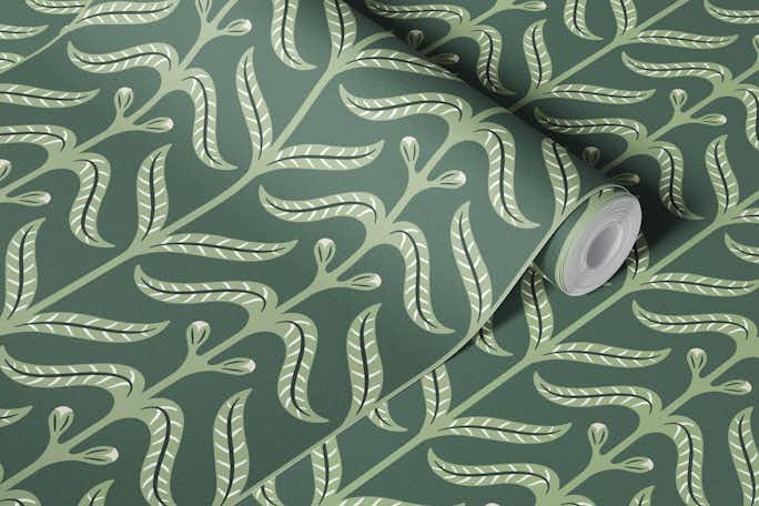 natural coordinate green Leaveswallpaper roll