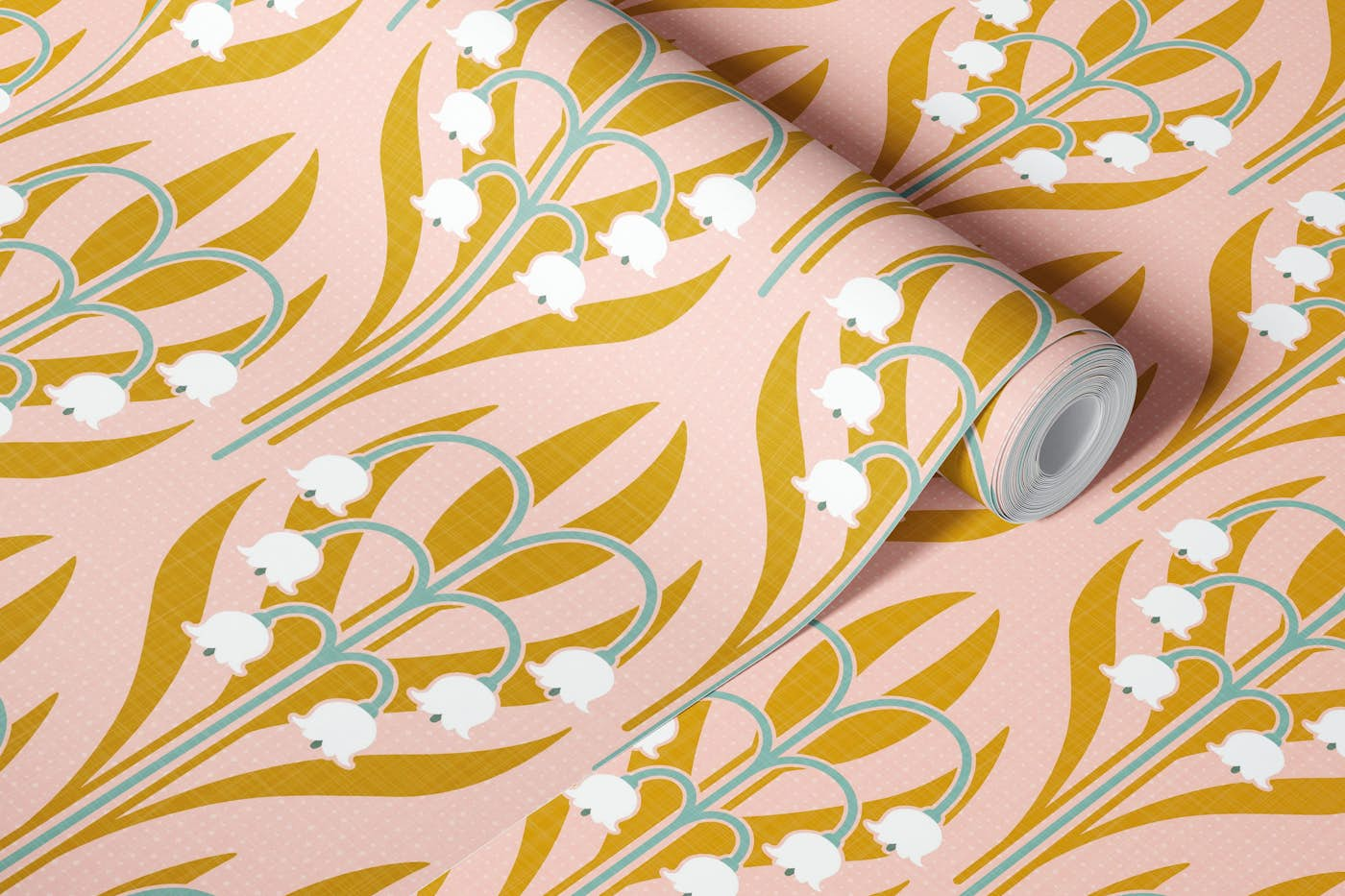 Lily of valley art deco wallpaper roll