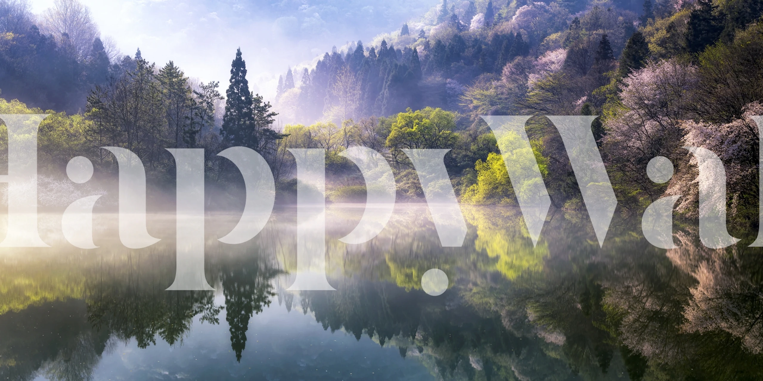 Nature reflection wallpaper featuring serene greens and blues