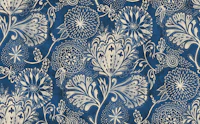 indigo blue shibori floral wallpaper