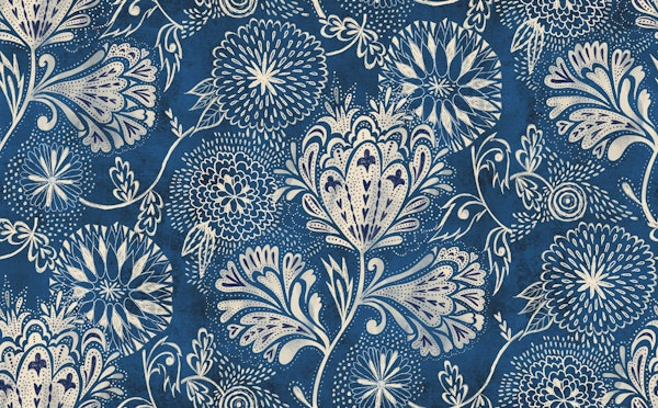indigo blue shibori floral
