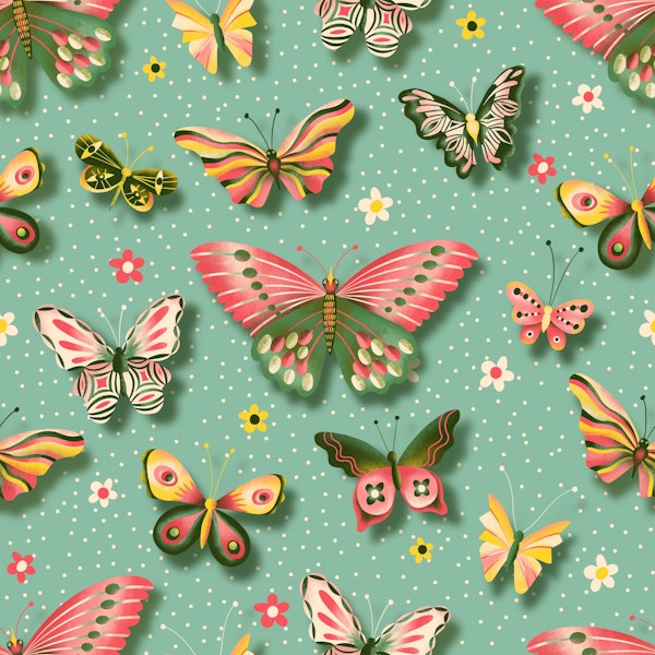 beautiful butterflies on turquoise