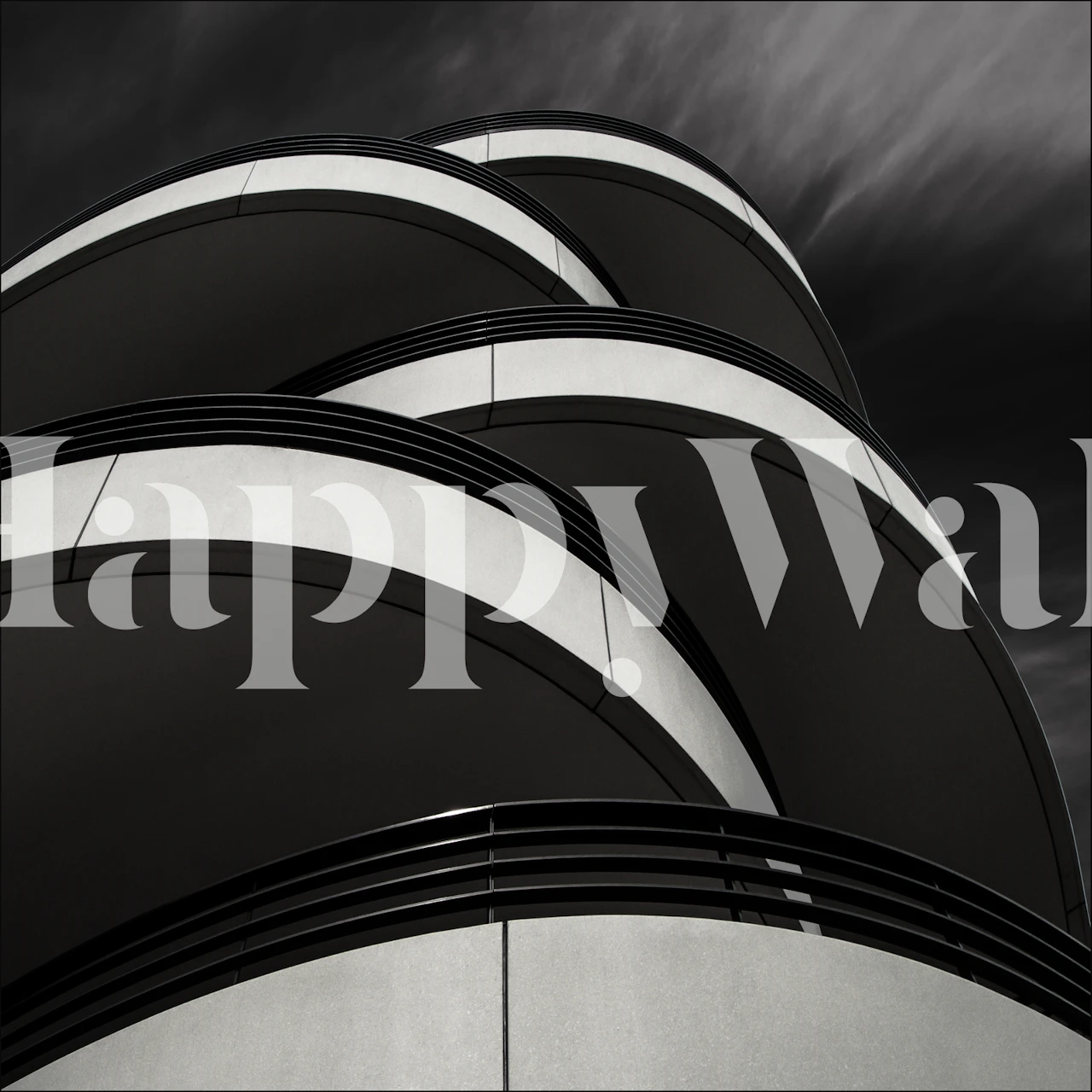 Cascade balcony wallpaper displayed in a room