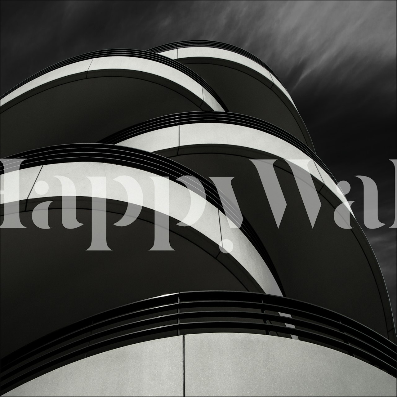 Cascade balcony behang weergegeven in een kamer