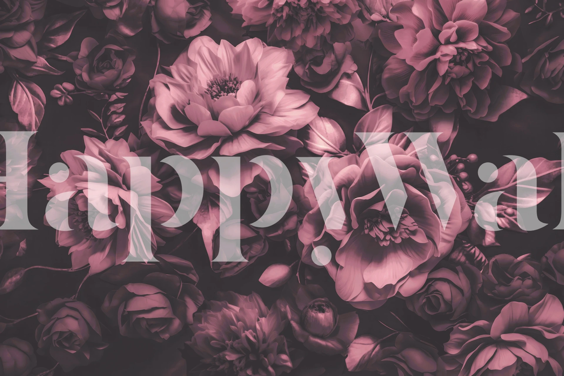 Floral tapeta Moody Matte Pink v místnosti