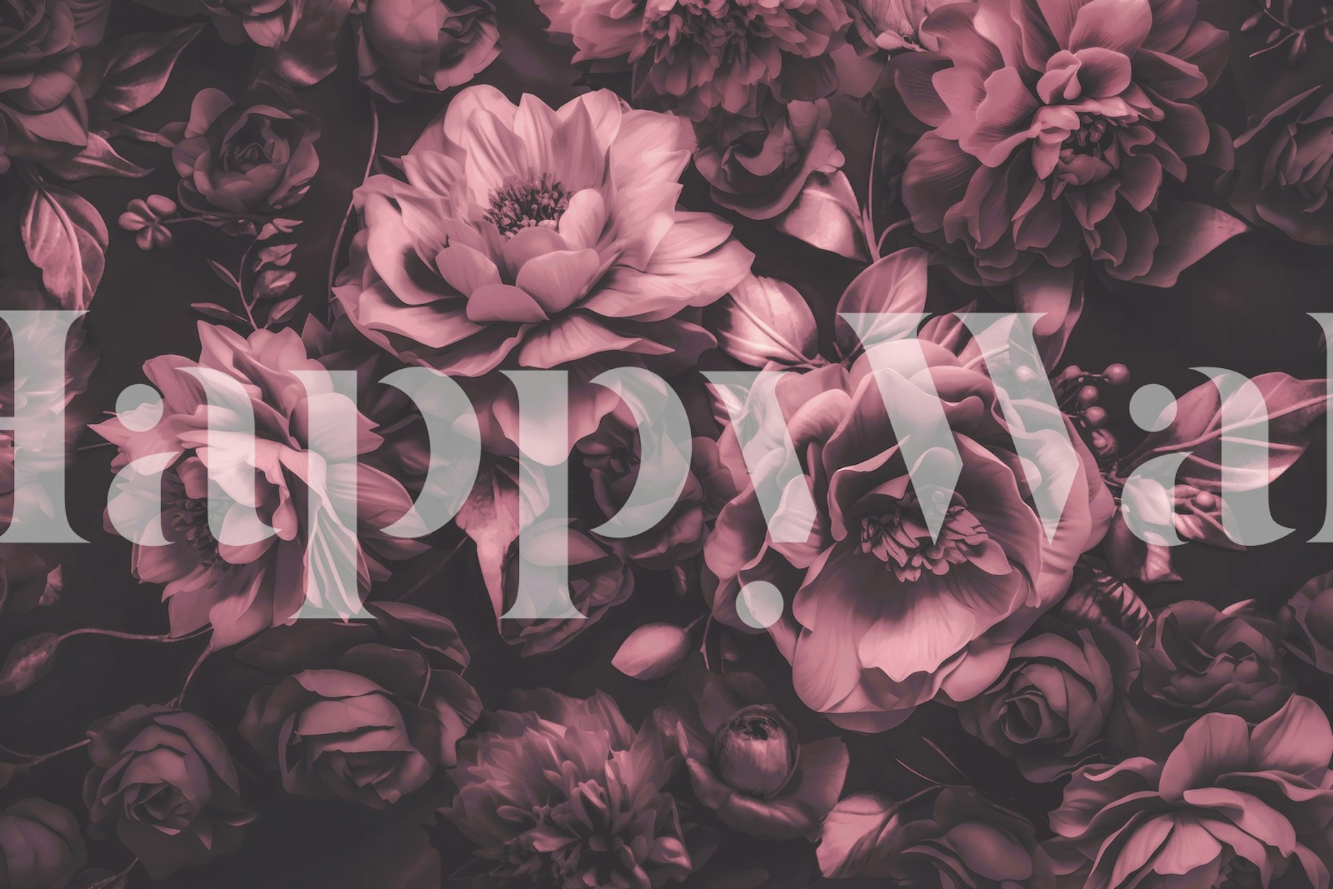 Moody Matte Pink Floral Tapet i et rum