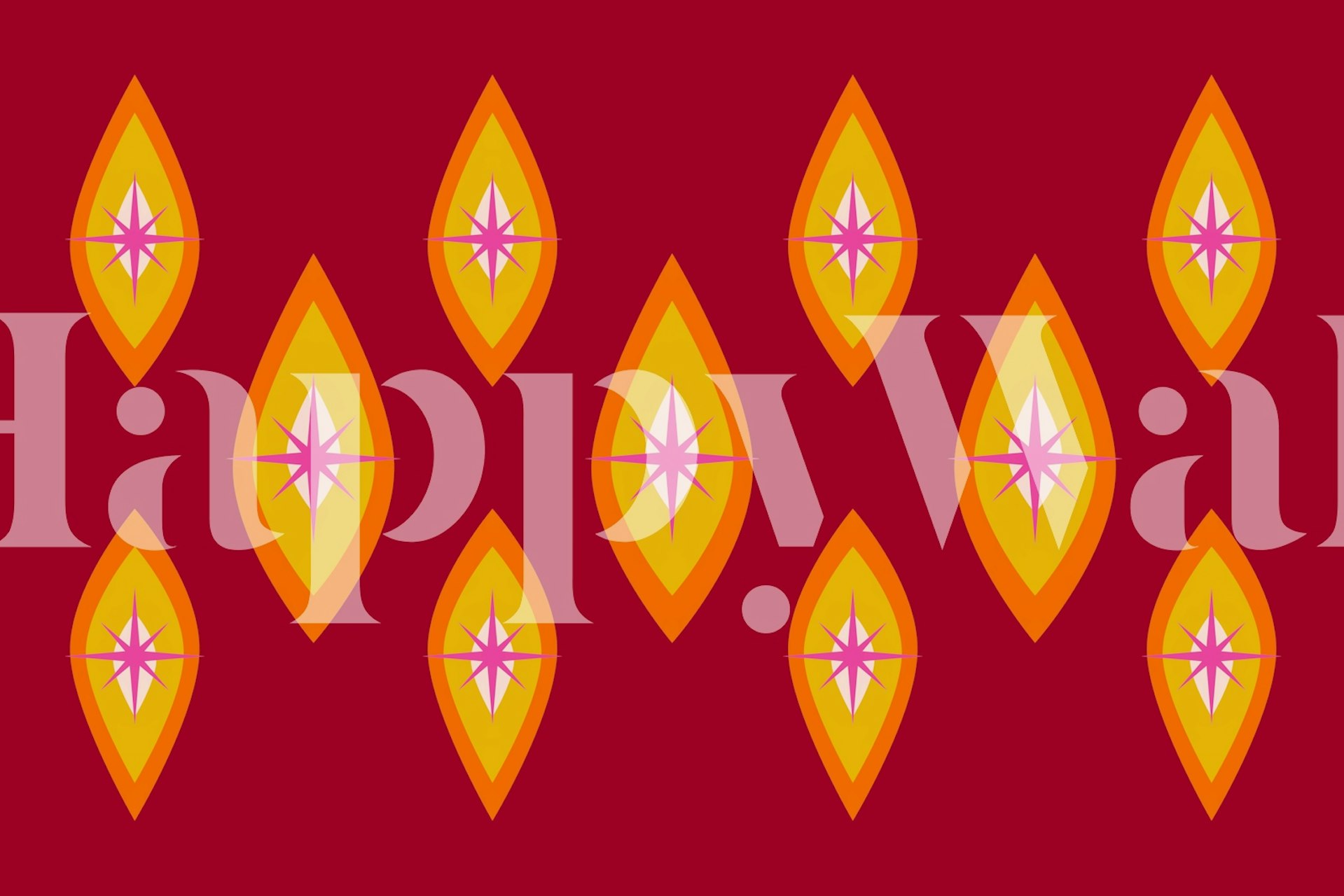 Colorful floral patterns with yellow and pink on a red background wallpaper