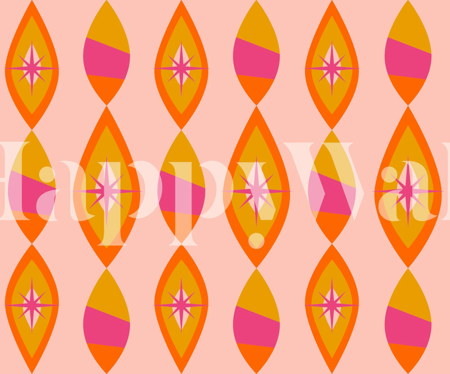 Design de papel de parede Retro Neon em um quarto