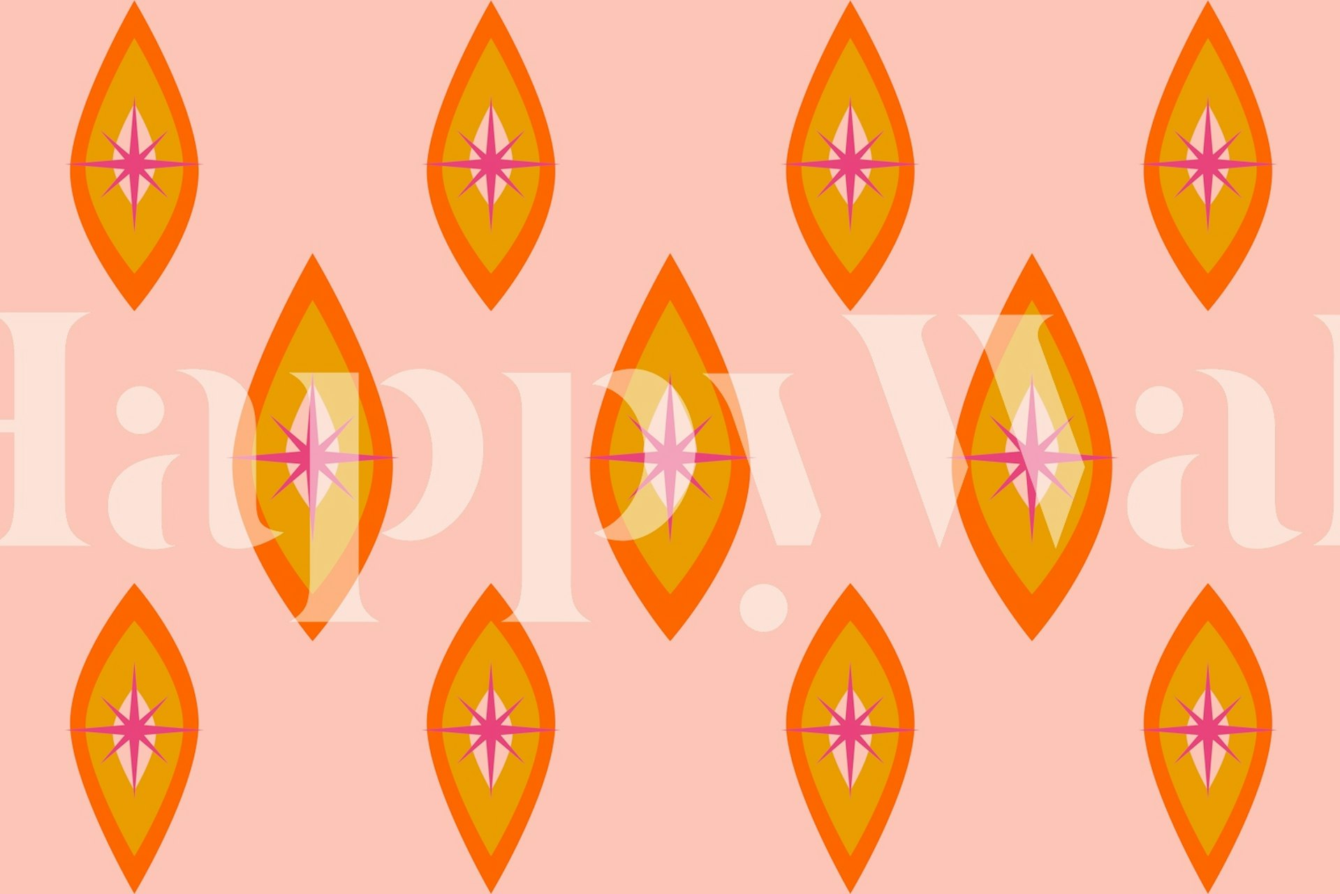 Retro leaf pattern in pink, orange, and yellow colors wallpaper