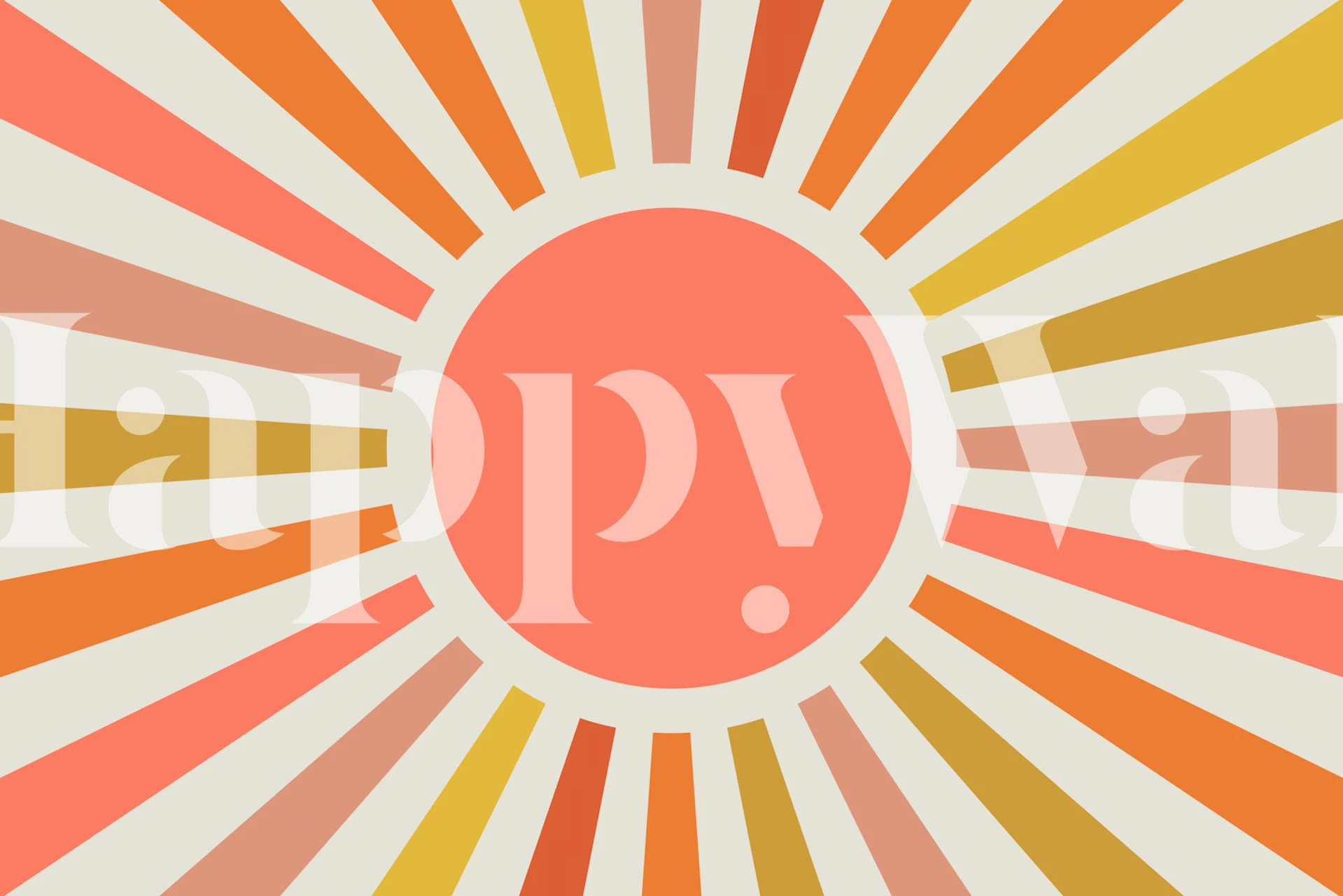 Retro sunbeams in orange, yellow, and soft pink wallpaper