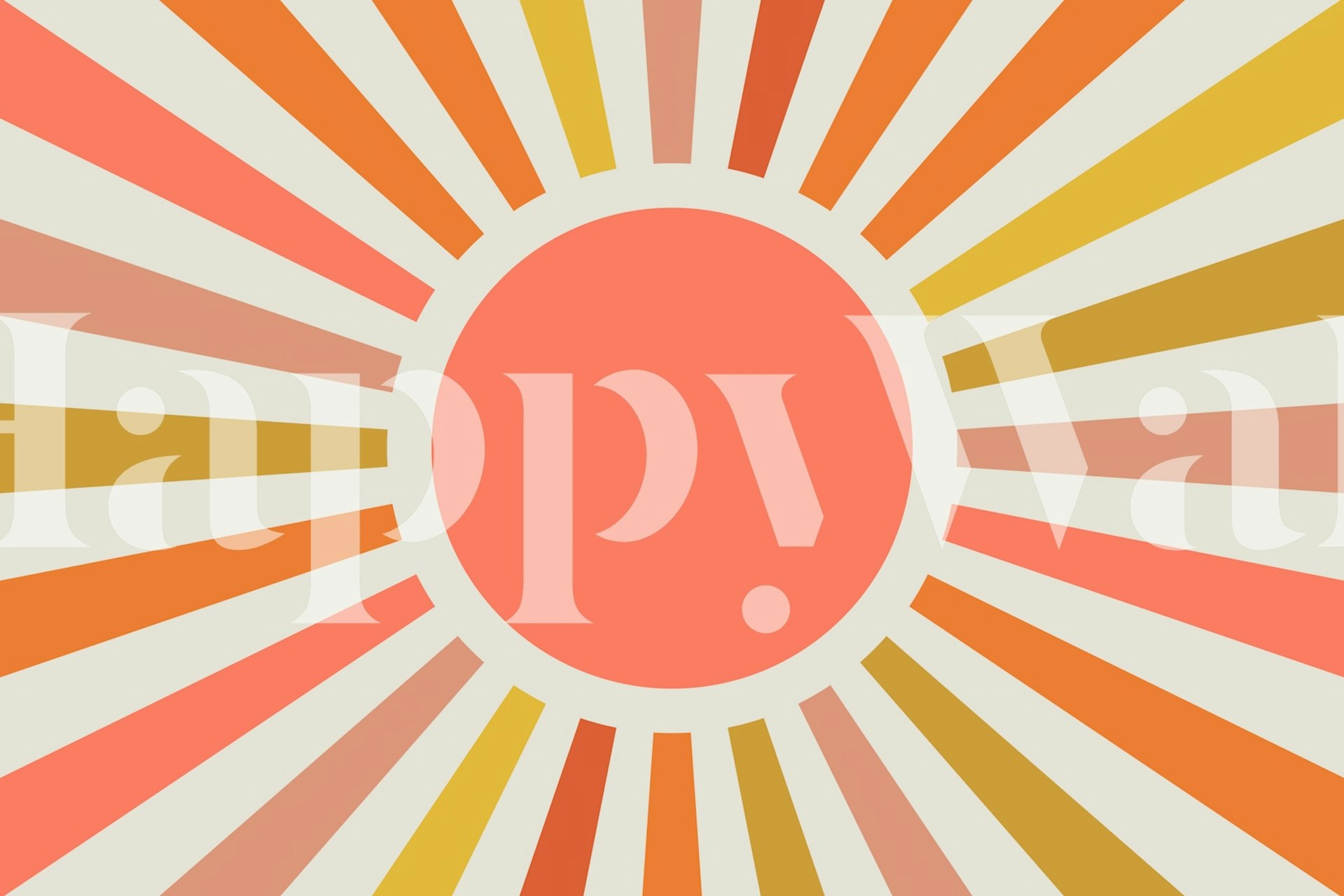 Retro sunrise striped wallpaper featuring warm colors: peach, yellow, and orange.