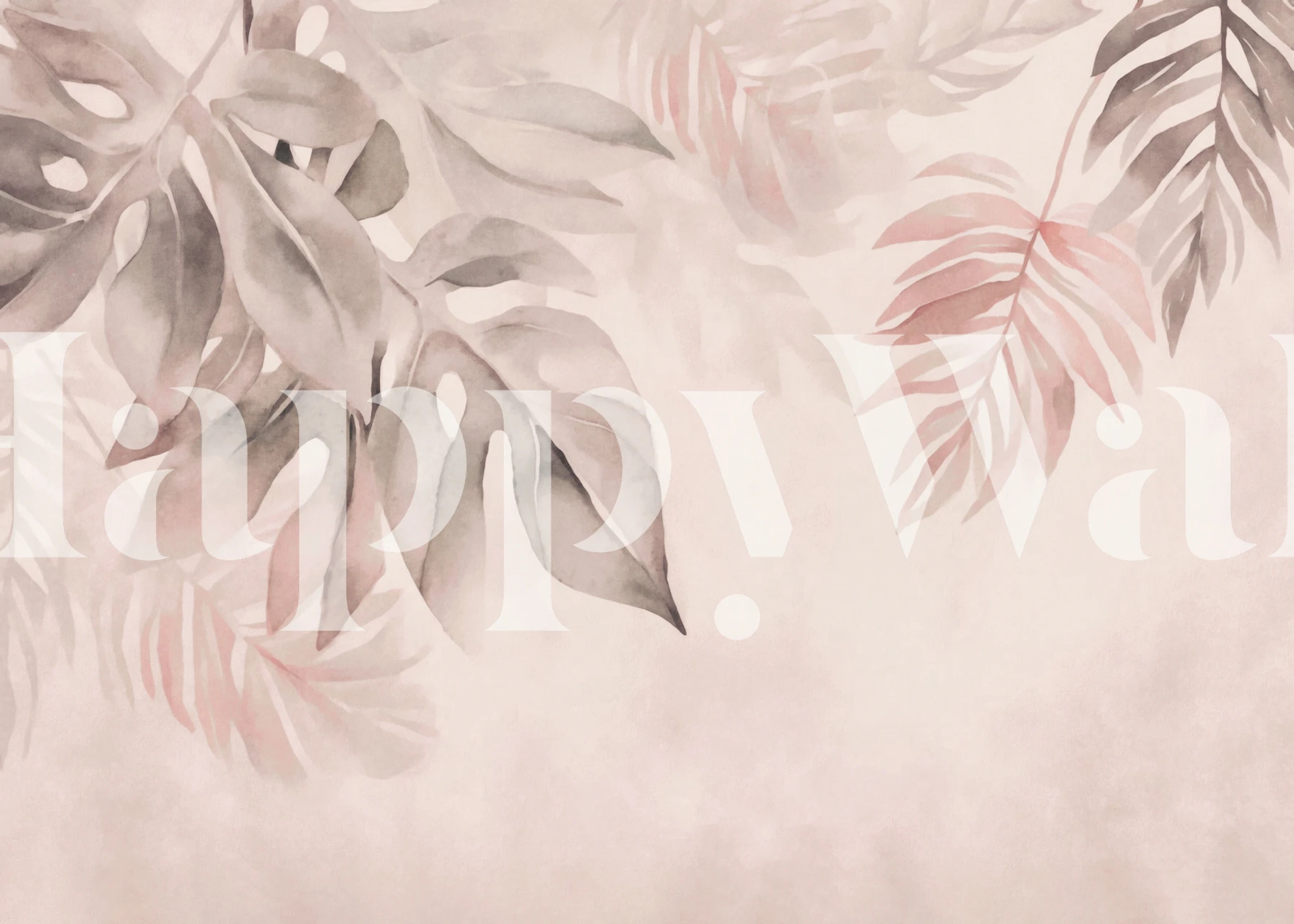 Tropical leaves in blush and gray colors, watercolor style wallpaper