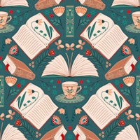 Folk art Booklove behang